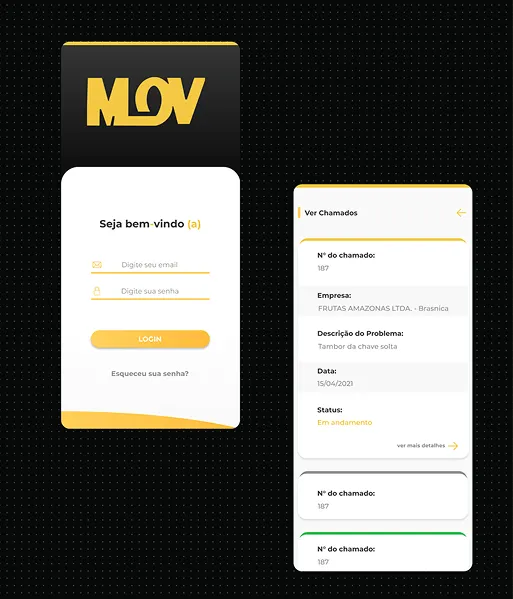 Grupo MOV - Telas de login e chamados