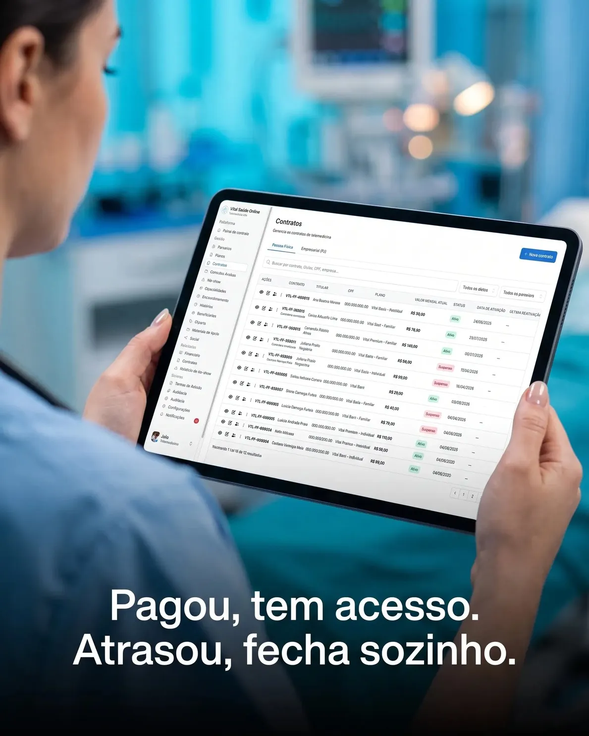 Vital Saúde Online - Contratos com status de acesso