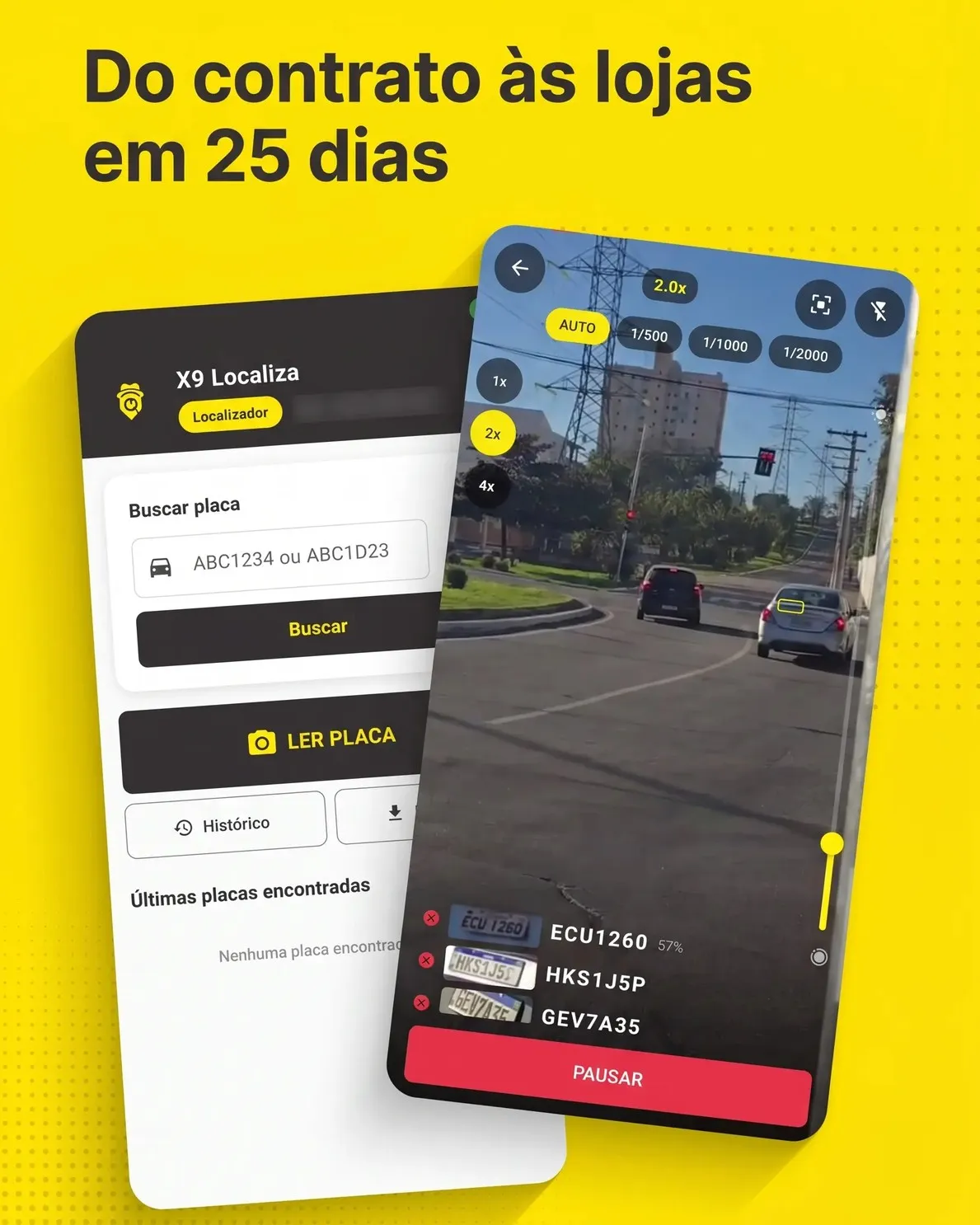 X9 Localiza - Telas de histórico e busca de placas